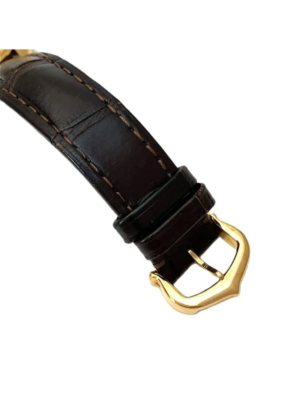 Cartier Cles Watch Gross 18k Leather Automatic Winding White Dial